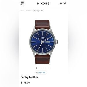 Nixon navy/silver watch with leather band very stylish